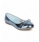 Flats Metallic Leatherette Capped Toe Bow Tie Ballerina Flat (Little Girl/Big Girl) EI26 - Blue - C612HQ5P8IR $29.24