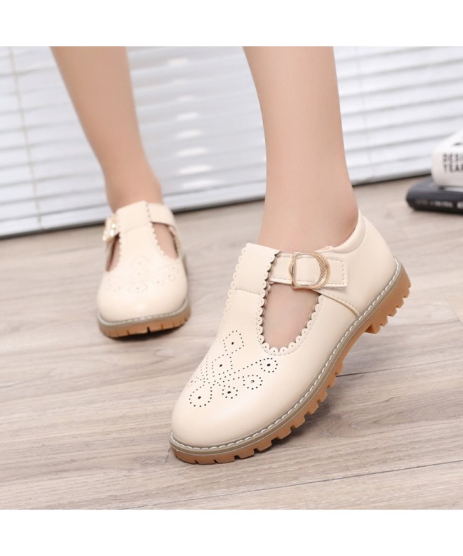 Girls Mary Jane Shoes Leather T-Strap Princess Flat Oxford School Dress ...